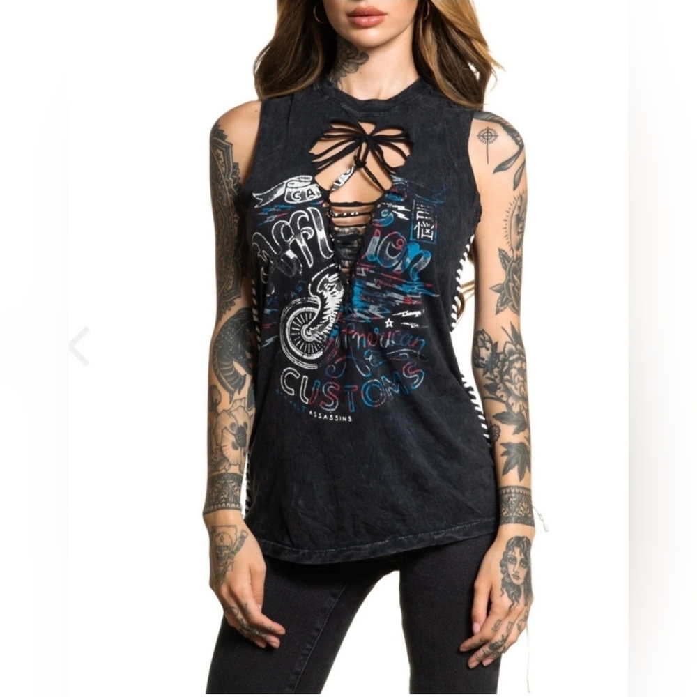 NWT Affliction AC NO LUCK MOTORS Sleeveless Tank Top Size XL